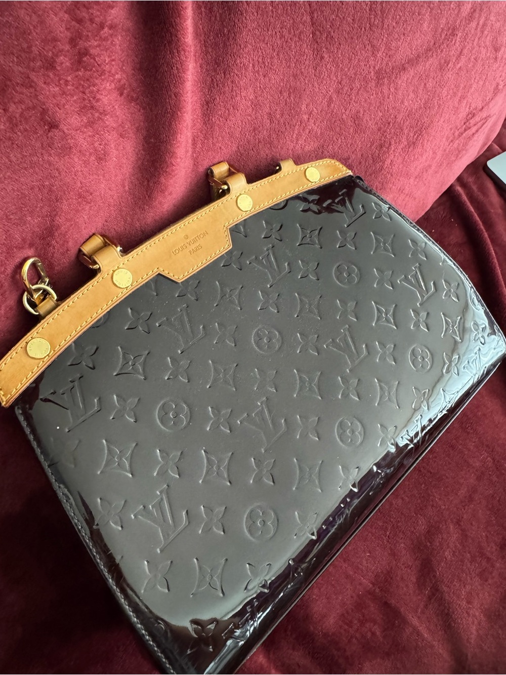 Authentic Louis Vuitton Brea Vernis Brown Patent Crossbody